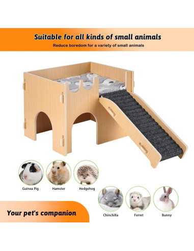 Castillo Grande para Cobayas ZibugZag con Rampa y Alfombrilla