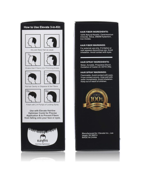 Kit 3 en 1 Elevate para Cabello Fino - Fibras, Spray y Peine