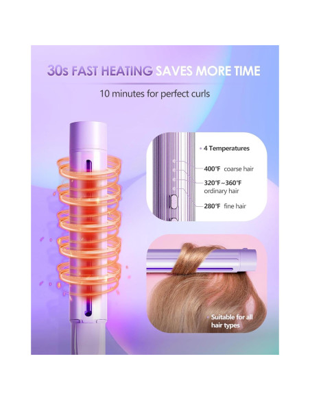 Rizador de Cabello NOVUS 3.18 cm con Clip Ajustable y Iones Negativos