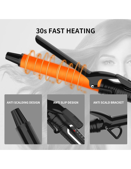 Plancha de Rizar Cerámica MCH QY-2033, Barril 17.78 cm, 450F