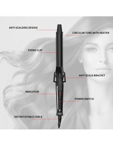 Plancha de Rizar Cerámica MCH QY-2033, Barril 17.78 cm, 450F