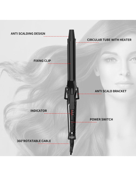 Plancha de Rizar Cerámica MCH QY-2033, Barril 17.78 cm, 450F