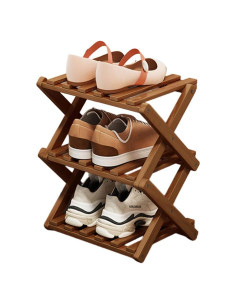 Estante para Zapatos YYW Plegable 3 Capas Madera Tostada