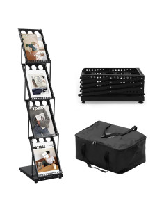 Soporte Plegable para Revistas XIDIHF con 4 Bolsillos Negro