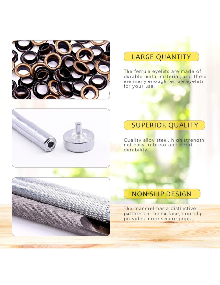 Kit de Ojetes de Bronce Swpeet 206 Sets 6mm con Herramientas