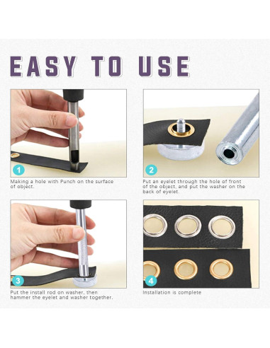 Kit de Ojetes de Bronce Swpeet 206 Sets 6mm con Herramientas