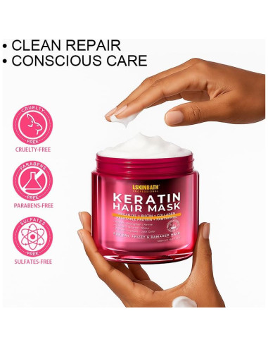 Mascarilla Reparadora de Queratina LSKINBATH 500ml - Acondicionador Profundo