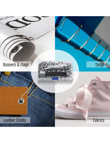 Kit de Herramientas para Ojetes Anley - 100 Juegos Plateados