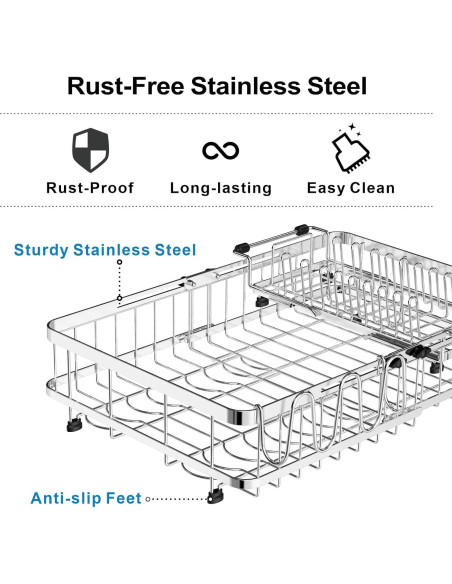 Estante de Secado de Platos GSlife Acero Inoxidable Expandible 42-54 cm