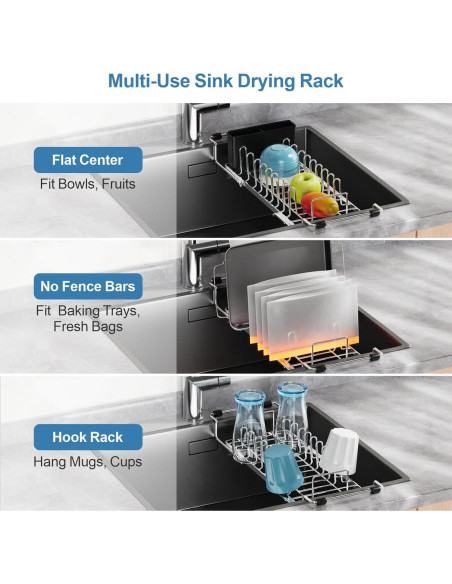 Estante de Secado de Platos GSlife Acero Inoxidable Expandible 42-54 cm