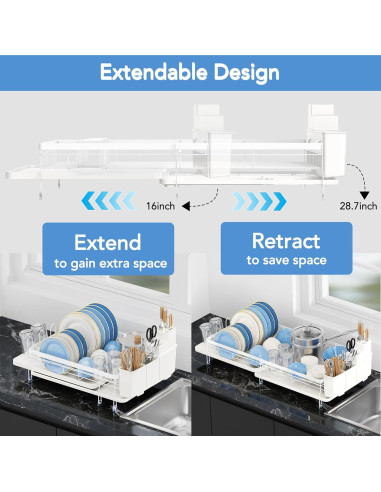 Estante Secador de Platos Expandible ROTTOGOON Blanco 48.8-72.9 cm