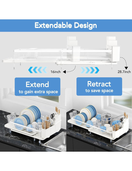Estante Secador de Platos Expandible ROTTOGOON Blanco 48.8-72.9 cm