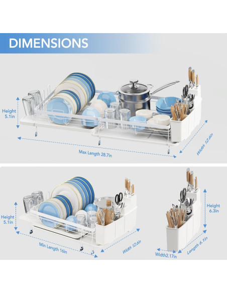 Estante Secador de Platos Expandible ROTTOGOON Blanco 48.8-72.9 cm