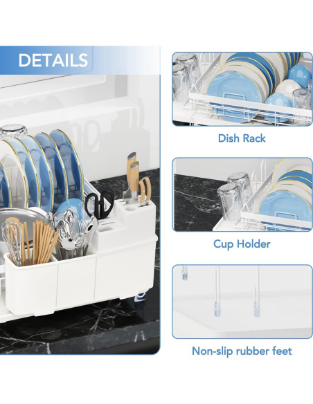 Estante Secador de Platos Expandible ROTTOGOON Blanco 48.8-72.9 cm