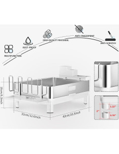 Escurridor de Platos Ewaiira Acero Inoxidable Blanco 41.9x32cm 2