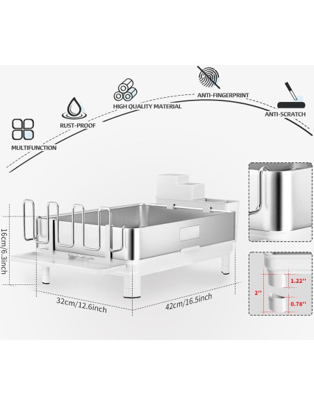 Escurridor de Platos Ewaiira Acero Inoxidable Blanco 41.9x32cm