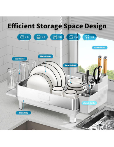 Escurridor de Platos Ewaiira Acero Inoxidable Blanco 41.9x32cm