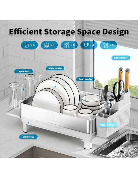 Escurridor de Platos Ewaiira Acero Inoxidable Blanco 41.9x32cm