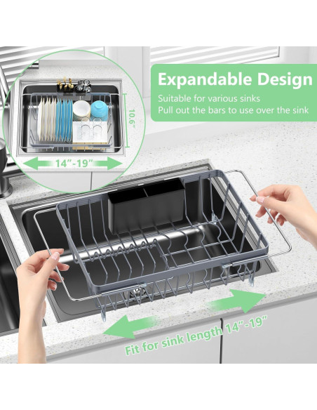 Escurridor de Platos Expandible LEMIKKLE Gris 48.3x26.9 cm