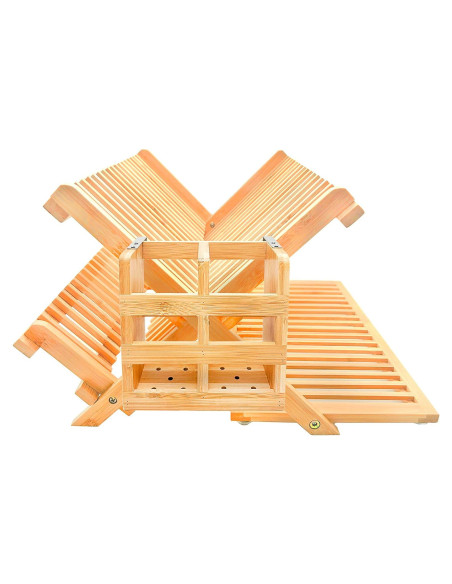 Estante de Secado de Platos de Bambú DR-3 Niveles Plegable