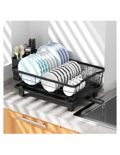 Escurridor de Platos Compacto BULIJUJU 28x38 cm Negro