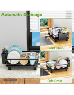 Escurridor de Platos Compacto BULIJUJU 28x38 cm Negro 2