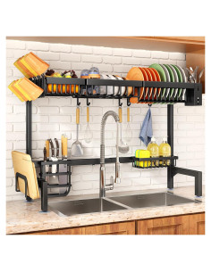 Estante Secador de Platos SNTD Ajustable 76.2-105.4 cm Negro