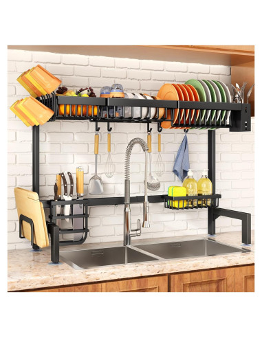 Estante Secador de Platos SNTD Ajustable 76.2-105.4 cm Negro