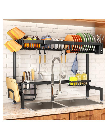 Estante Secador de Platos SNTD Ajustable 76.2-105.4 cm Negro