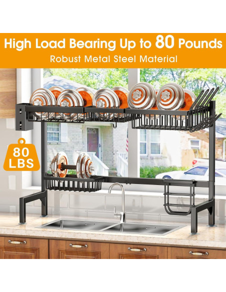 Estante Secador de Platos SNTD Ajustable 76.2-105.4 cm Negro