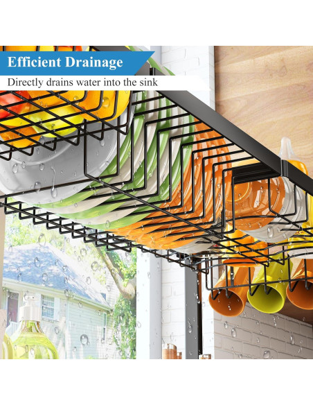 Estante Secador de Platos SNTD Ajustable 76.2-105.4 cm Negro