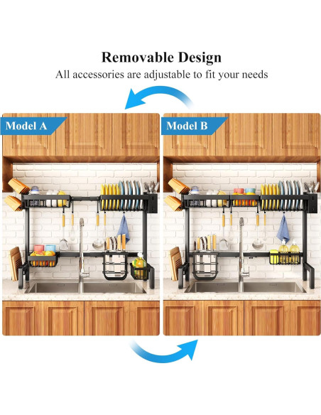 Estante Secador de Platos SNTD Ajustable 76.2-105.4 cm Negro