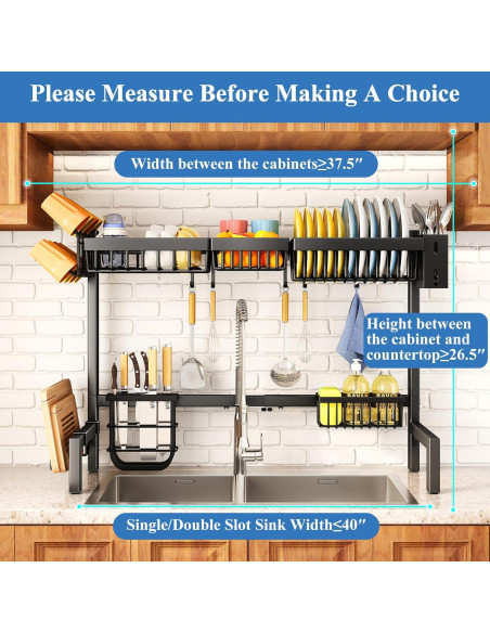 Estante Secador de Platos SNTD Ajustable 76.2-105.4 cm Negro