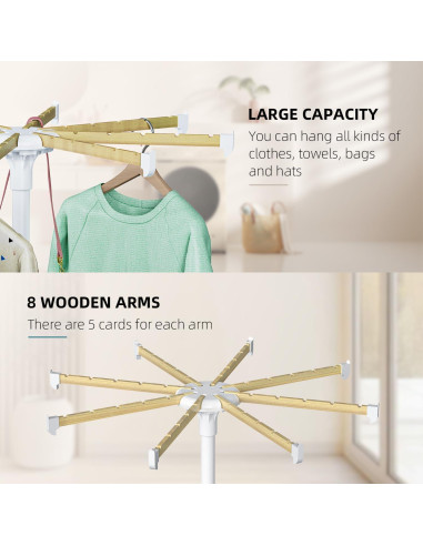 Estante Secar Ropa Plegable SZJoyBet 126x57 cm Blanco