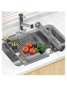 Escurridor de Platos Plegable LIONONLY Acero Inoxidable 304 32-59 cm