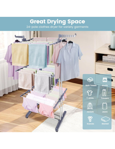 Estante Plegable para Secar Ropa Pheluoca 4 Niveles 177.8 cm