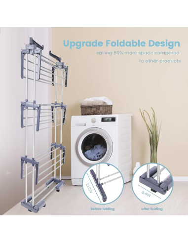 Estante Plegable para Secar Ropa Pheluoca 4 Niveles 177.8 cm