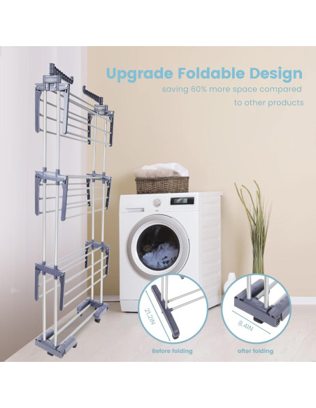 Estante Plegable para Secar Ropa Pheluoca 4 Niveles 177.8 cm
