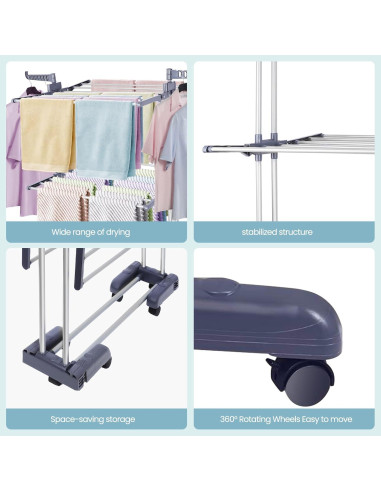 Estante Plegable para Secar Ropa Pheluoca 4 Niveles 177.8 cm