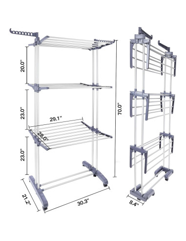 Estante Plegable para Secar Ropa Pheluoca 4 Niveles 177.8 cm