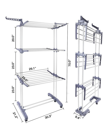 Estante Plegable para Secar Ropa Pheluoca 4 Niveles 177.8 cm