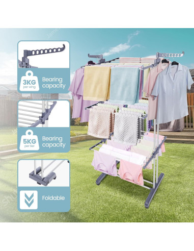 Estante Plegable para Secar Ropa Pheluoca 4 Niveles 177.8 cm