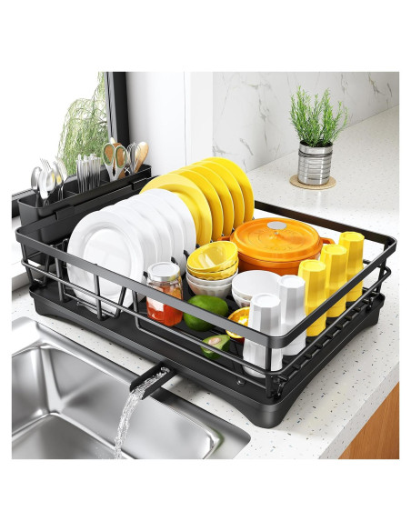 Escurridor de Platos SNTD Negro con Bandeja Drenaje 42.4x29.9cm