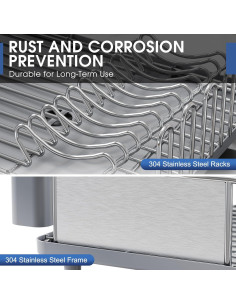 Escurridor de Platos Urackify de Acero Inoxidable 304 Gris 2