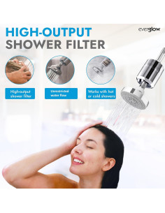 Filtro de Ducha EVERGLOW, Elimina Cloro y Hidrata Piel y Cabello 2