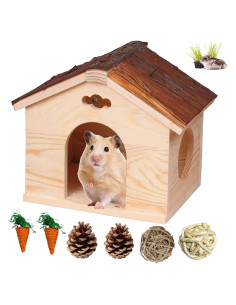 Casa de Madera Hamiledyi para Hámsters y Roedores 20x15x19 cm