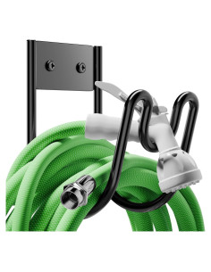 Soporte de Manguera de Jardín Josmimic Montaje en Pared Negro