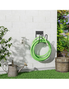 Soporte de Manguera de Jardín Josmimic Montaje en Pared Negro 2