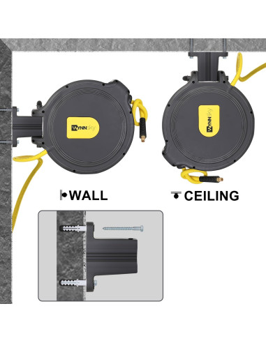 Carrete de Manguera Retráctil WYNNsky 15.24m 3/8" Automático
