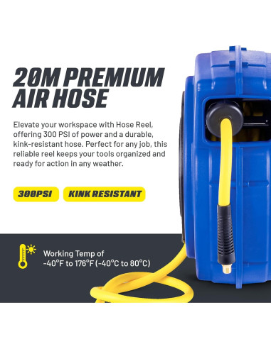 Carrete de Manguera Retráctil Goodyear 3/8" x 20m 300 PSI